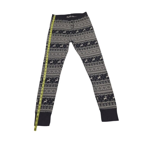 Old Navy Womens Fair Isle Reindeer Print Thermal Leggings M Black/White - Picture 5 of 8